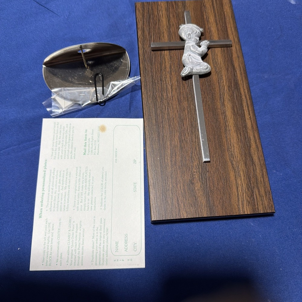 vintage engravable gift or recognition award by The Cawley Company.child Praying